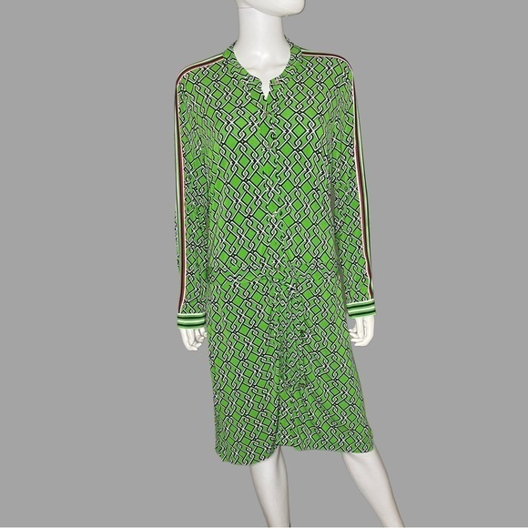 Tommy Hilfiger Green Long Sleeve Patterned‎ Shift Midi Dress - Picture 1 of 5